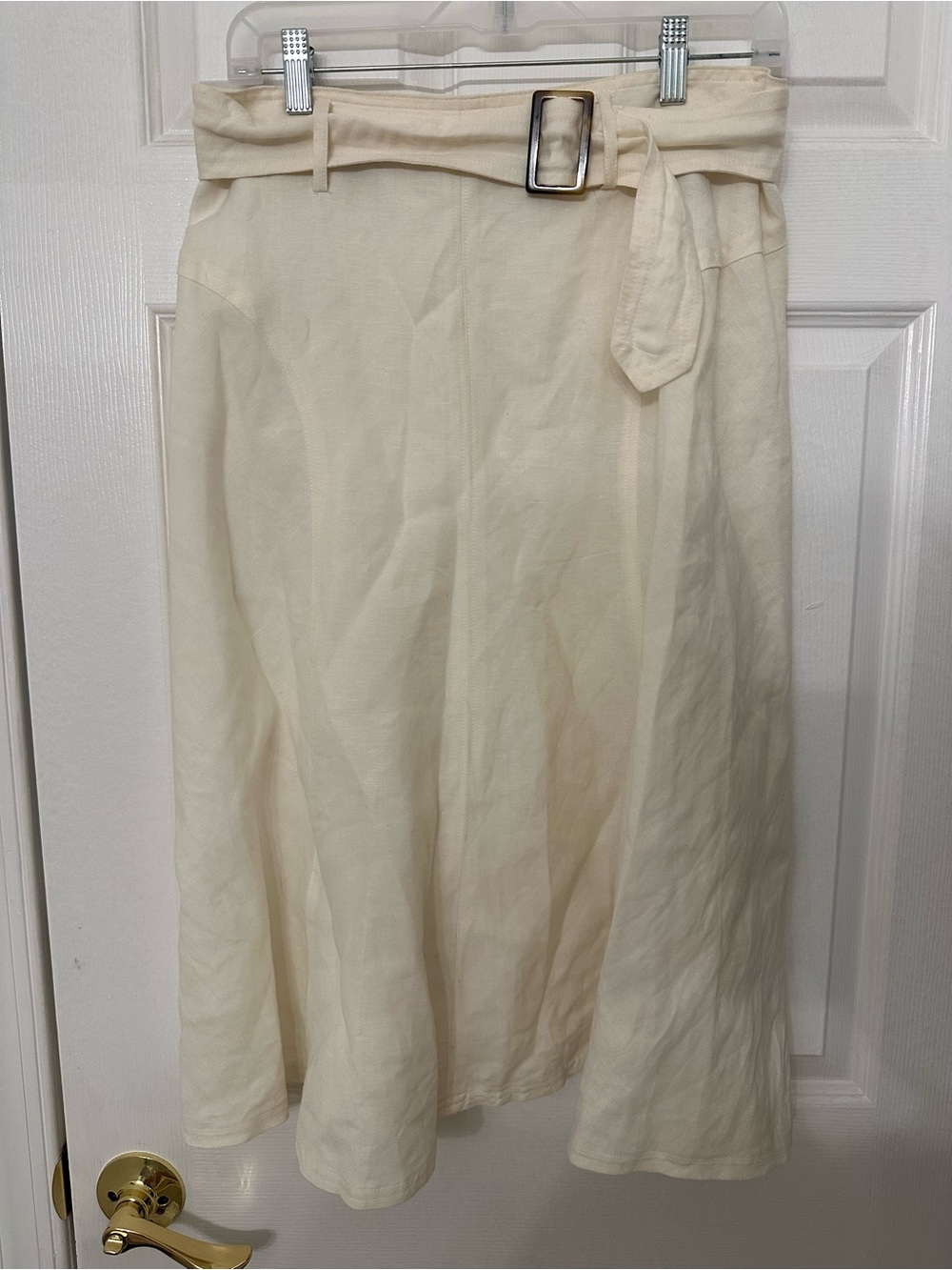 East 5th Cream A-Line Midi Skirt with Self-Tie Belt